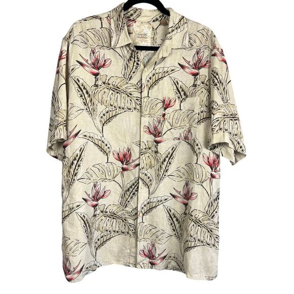 Tasso Elba Island Silk & Linen Blend Men’s Button Down Size L - Picture 1 of 8